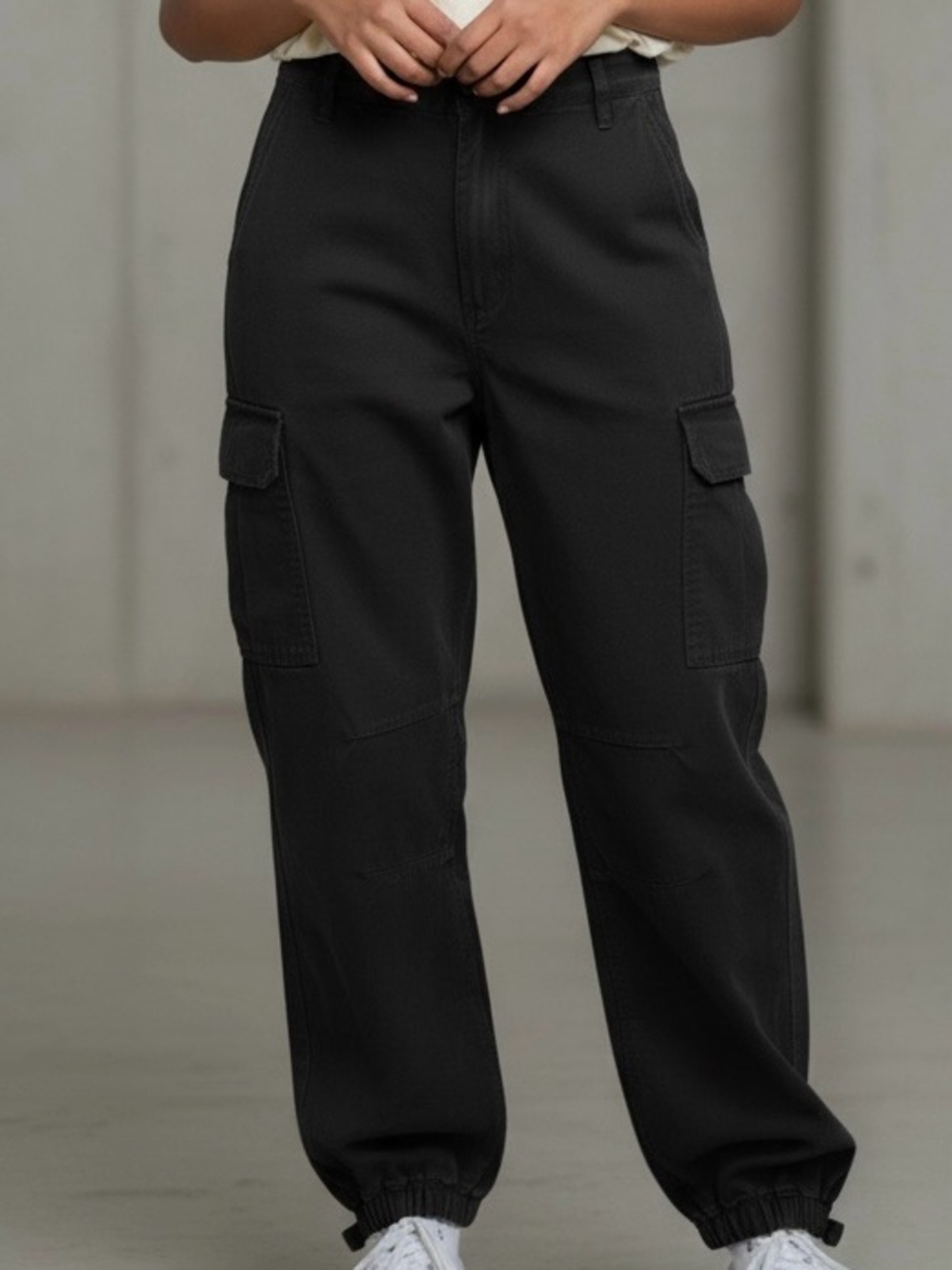 KOTN Unisex Cargo Barrel Pants Black 28 Ballon Pant Streetwear Loose Fit